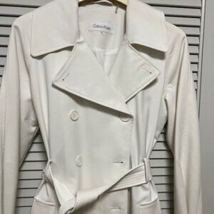 Calvin Klein double breasted white trench coat - SZ M - NWOT
